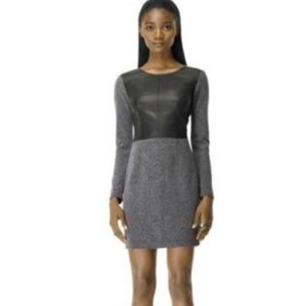 Club Monaco Dayna Herringbone Black Textured Dress